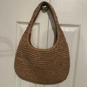 NEW-Elegant Tan Woven Rattan Women's Bag